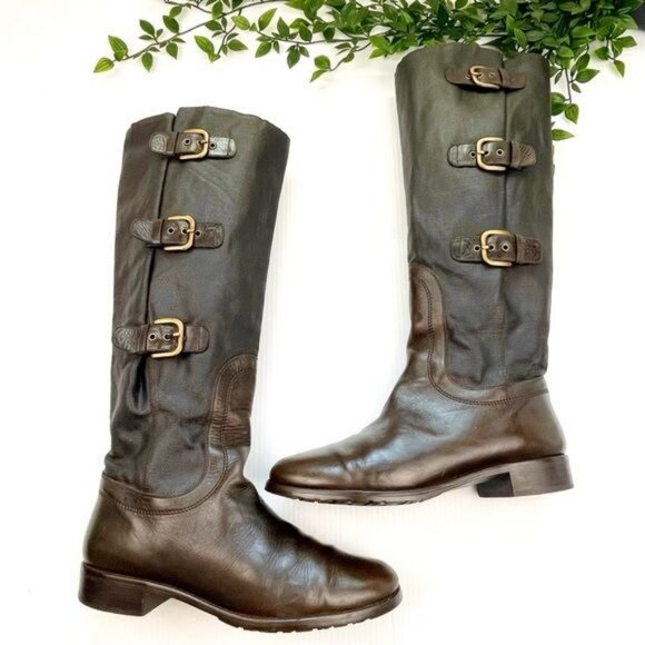 Stuart Weitzman Brown Ludlow Buckled Riding Boot 9.5 - Picture 3 of 10